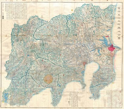 1843 Tienpo 14 Edo Period Map of Mt. Fuji, Tokyo, and Vicinity