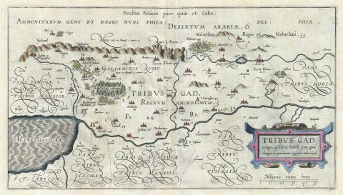 1590 Adrichem Map of the Tribe of Gad, Israel (Sea of Galilee and lands south)