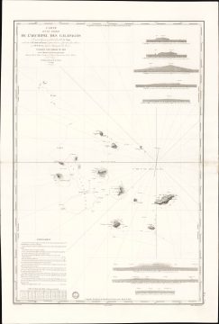 1842 Tessan and Dépôt-Général de la Marine Map of the Galapagos Islands