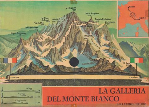 1961 Fratelli Fabbri Pictorial View of the Mont Blanc Tunnel, France and Italy