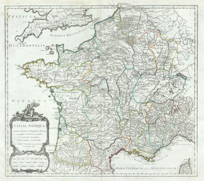 1750 Vaugondy Map of France in Antiquity