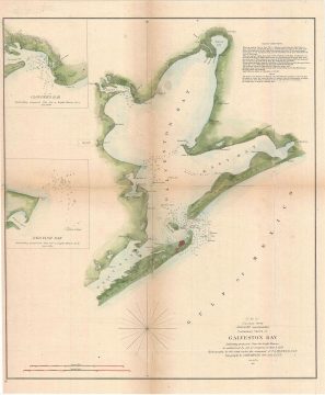 1851 U.S. Coast Survey Chart or Map of Galveston Bay, Texas