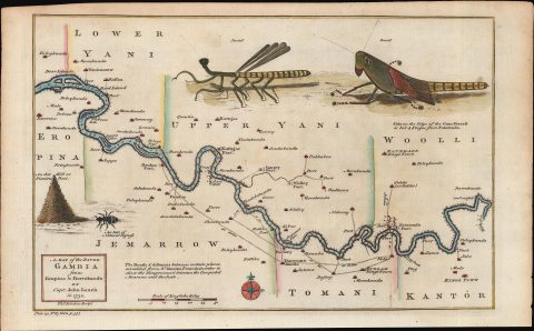 1752 Leach / Kitchin Map of the Middle Gambia River, West Africa