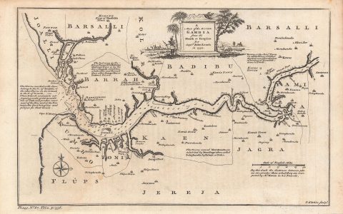 1752 Leach / Kitchin Map of the Gambia River, West Africa