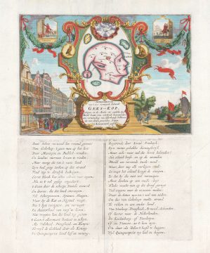 1720 Satirical Economic Map of the Mississippi Bubble (Fools Head / Fools Cap)
