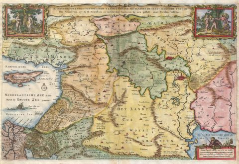 1657 Visscher Map of the Holy Land or the 'Earthly Paradise'