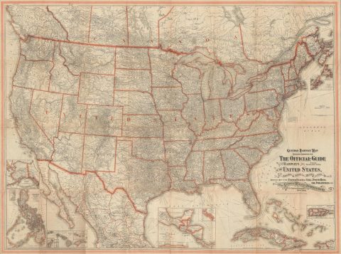 1918 National Railway General Railway Map of the United States, Canada, Mexico