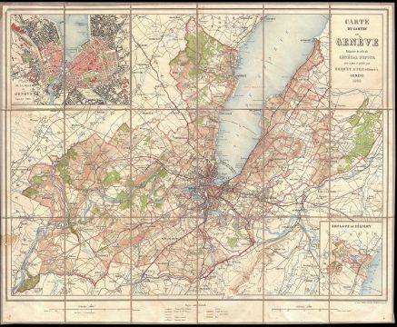 1929 Briquet Map of Geneva and Lake Geneva, Switzerland