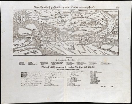 1550 / 1614 Sebastian Münster View of Geneva, Switzerland