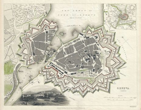 1841 S.D.U.K. Map or City Plan of Geneva, Switzerland