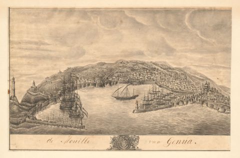 1797 Manuscript View of Genoa, Italy