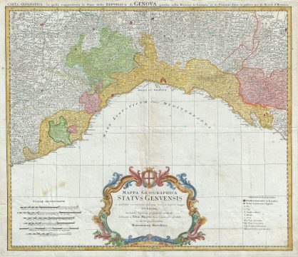 1749 Homann Heirs Map of the Republic of Genoa, Italy