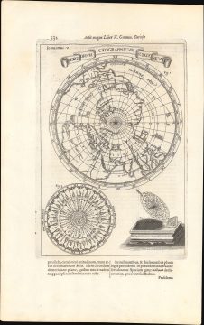 1671 Kircher / Burgundus North Polar Projection World Map, Geographical Sundial
