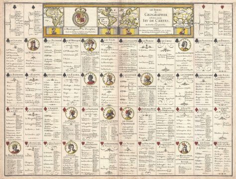 1669 Du Val Uncut Complete Set of Geographic Playing Cards of the World