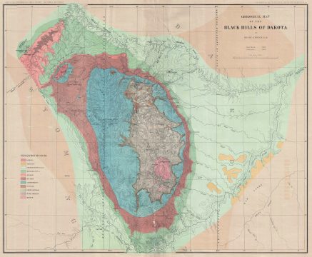 1879 Newton Geological Map of the Black Hills, South Dakota (Gold Rush)
