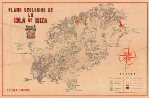 1950 Geological Map of Ibiza, Balearic Islands, Spain