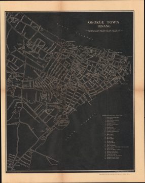 1960 Survey Department of Malaya Map of George Town, Penang