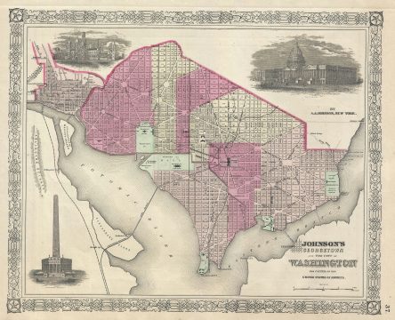 1866 Johnson Map of Georgetown and Washington D.C.