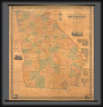 1847 Bonner First Edition Wall Map of Georgia - First official map of Georgia