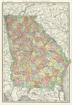 1888 Rand McNally Map of Georgia, United States