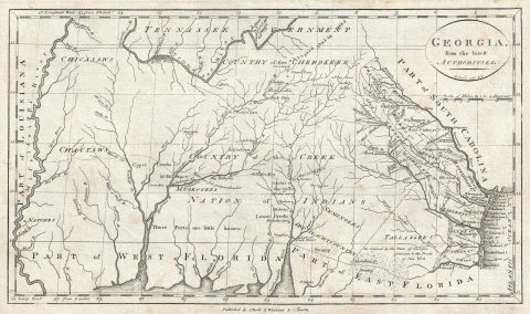 1796 Reid Map of Georgia (including Alabama and Mississippi)