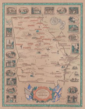 1938 Christopher Murphy D.A.R. Pictorial Map of Georgia