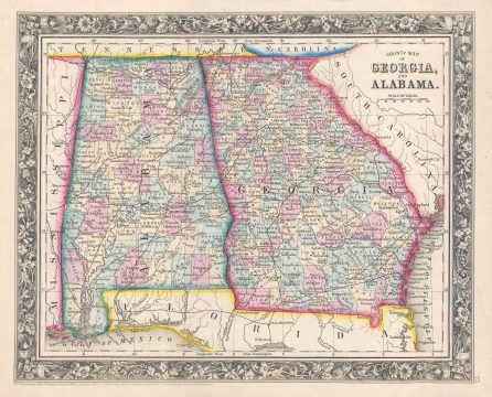 1861 Mitchell Map of Georgia and Alabama