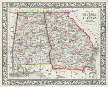 1866 Mitchell Map of Georgia and Alabama