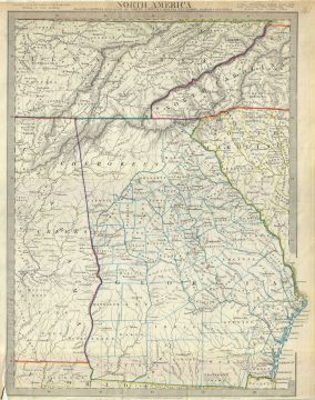 1833 S.D.U.K. Map of Georgia, Tennessee, Alabama, North Carolina and South Carolina