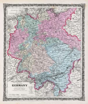 1858 Colton Map of Germany
