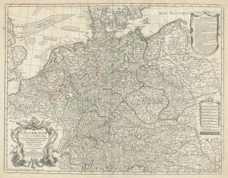 1780 De L'isle Map of Germany, Austria,  Switzerland, Bohemia and the United Provinces