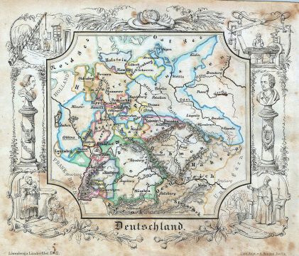 1846 Lowenberg Whimsical Map of Germany
