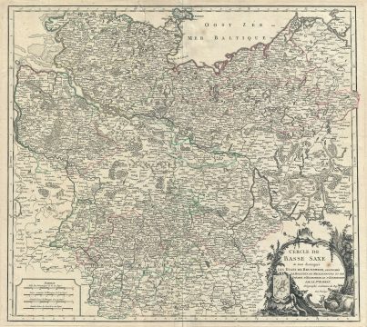 1752 Vaugondy Map of Lower Saxony (Berlin Lubeck, Hamburg, Hanover, Bremen)