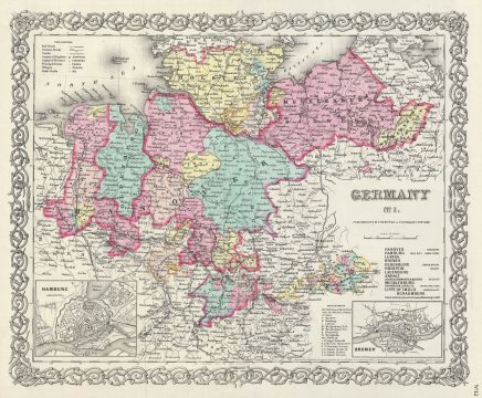 1856 Colton Map of Northern Germany: Hanover and Holstein