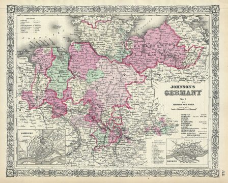 1864 Johnson Map of Northern Germany (Holstein and Hanover)