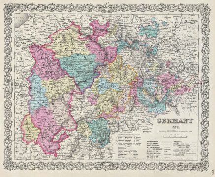 1856 Colton Map of Western Germany: Westphalia, Rheinland