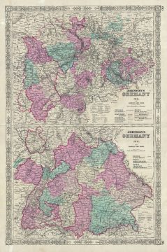 1863 Johnson Map of Western Germany (Bohemia, Westphalia, Luxemburg)