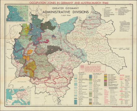 1946 State Department Map of Germany and Austria Occupation Zones