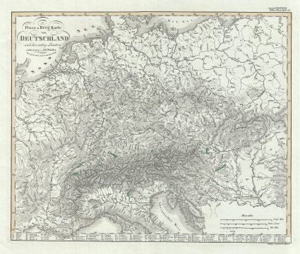1846 Perthes Physical Map of  Germany