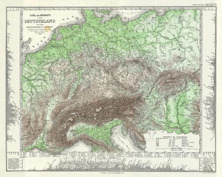 1857 Stieler Physical Map of Central Europe