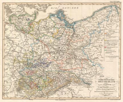 1852 Perthes Map of Northeast Germany and Prussia
