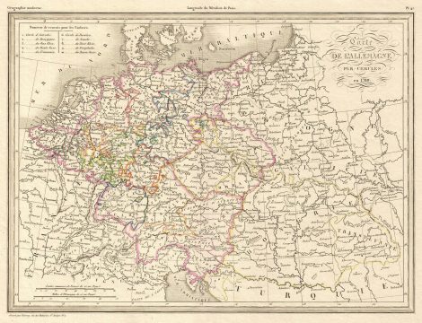 1839 Malte-Brun Historical Map of Germany and Poland