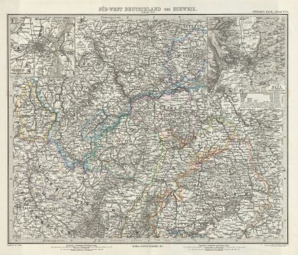1873 Stieler Map of the Northern part of Southwest Germany