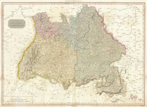 1818 Pinkerton Map of Southwestern Germany (Bavaria, Swabia)