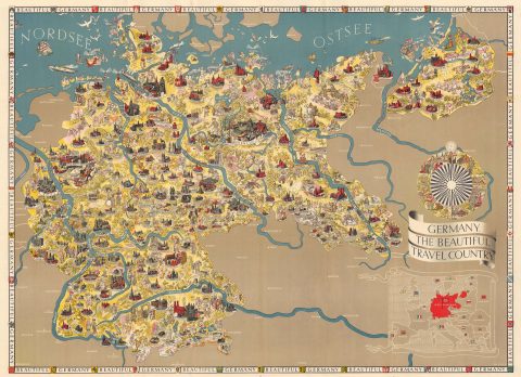 1936 Walter Riemer Pictorial Propaganda / Tourist Map of Germany