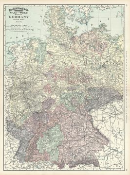 1891 Rand McNally Map of Western Germany