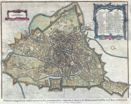 1759 Tindal Map of Ghent, Belgium