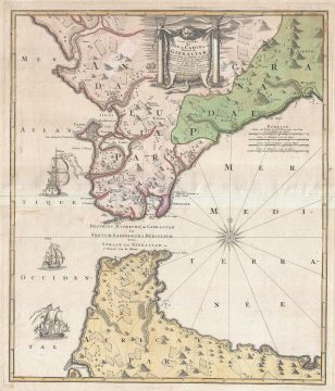1730 De Petit and Homann Heirs Map of the Strait of Gibraltar and Cadiz