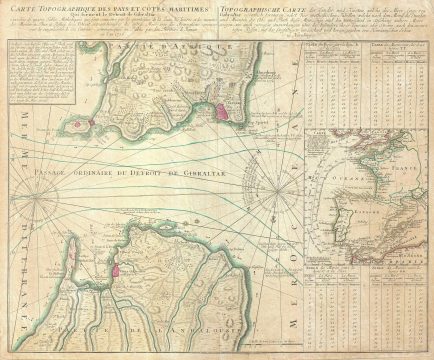 1756 Homann Heirs Map of the Strait of Gibraltar