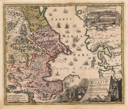 1728 Homann map of Azerbaijan and the Persian-Russia Frontier
